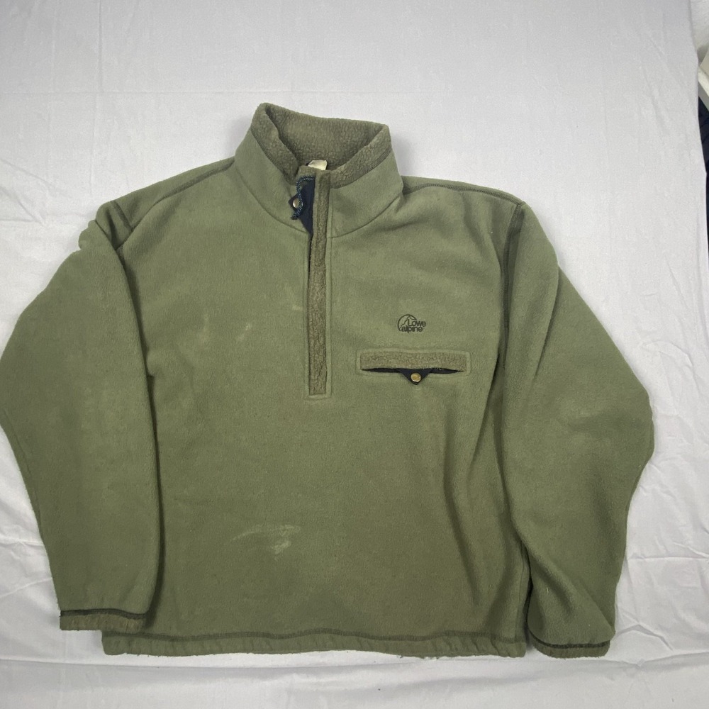 Lowe Alpine Men's L Fleece Quarter Zip Pullover Large Green Polyester‎ Made USA